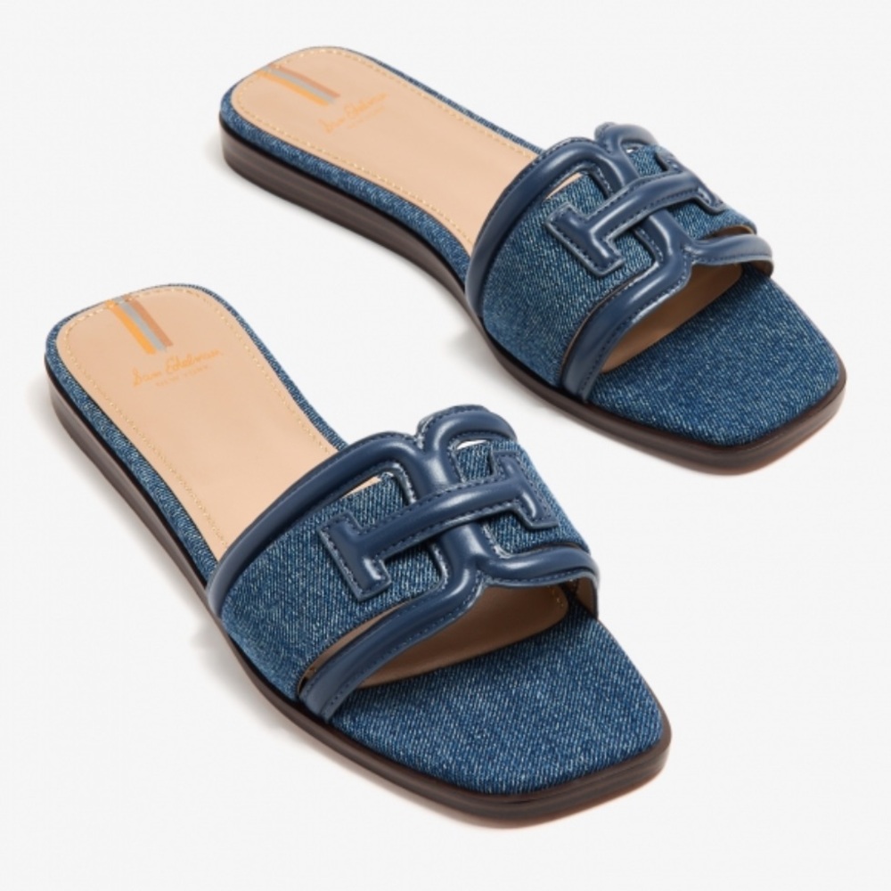 Blue Denim Slide Sandals - Sam Edelman Sz 9